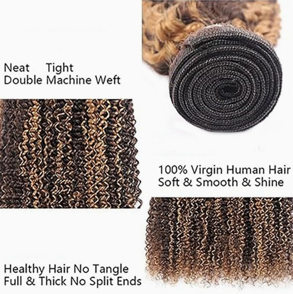 Highlight Bundles P4/27 Curly Wave Brazilian Remy Hair 3 Bundles 8 8 8 Inch Hair - Picture 5 of 16